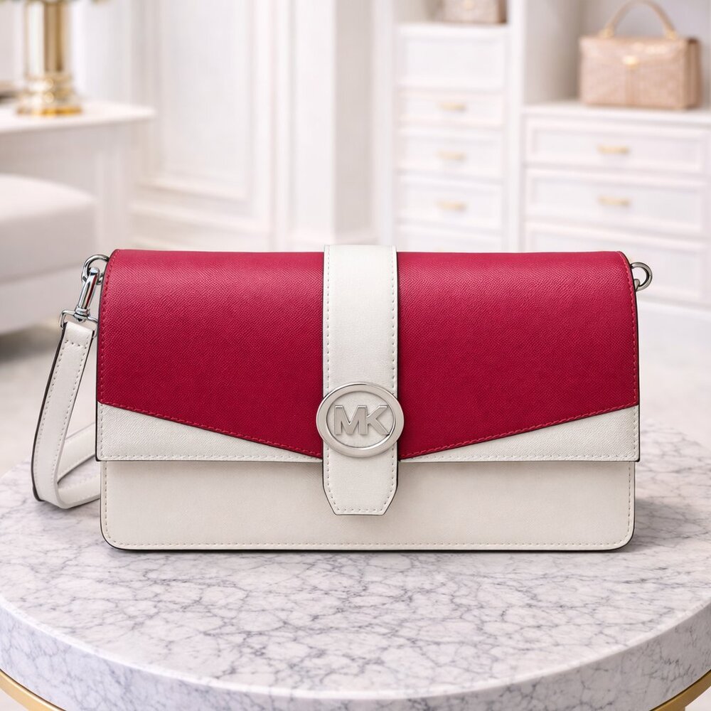 ✨ NWT Michael Kors Greenwich Medium Signature Shoulder Bag – Raspberry